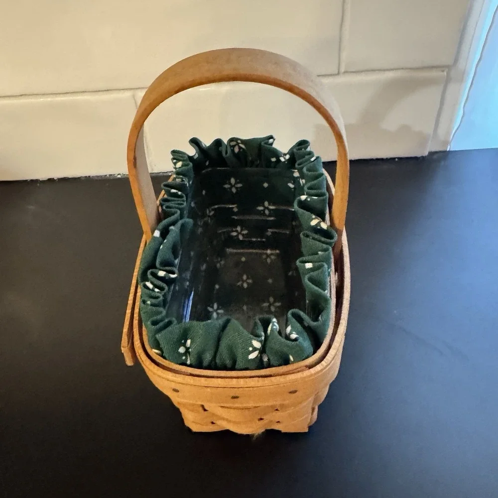 Longaberger Horizon‎ of Hope Basket Set 1st Heritage Green Liner 7x5.5x3.5 Mini